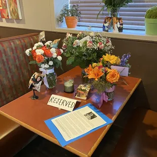 a table with flowers on it
