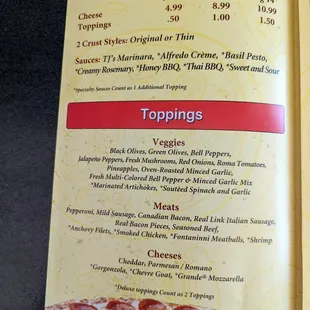 the menu