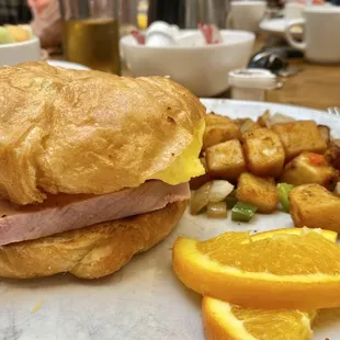Croissant Egg Sandwich with Ham.