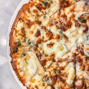 Brie &amp; Apple pizza on a gluten-free cauliflower crust