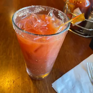 Sign says "mocktails" now available. This is a Bloody Mary -- with Vodka according to server -- so not a mocktail?  Yep this has spirits.