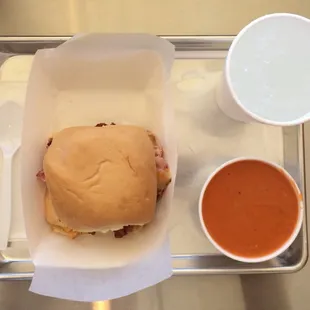 Cave man club with tomato soup!