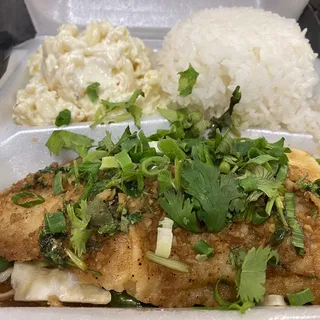 Plate Lunch - Chinese Style Seared Fish