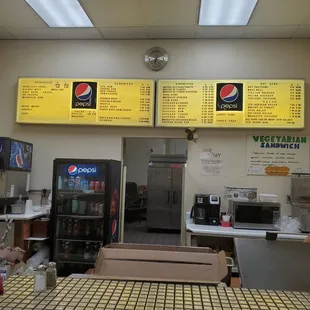 The counter and the menu.