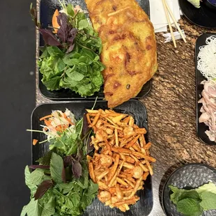 Sweet potato shrimp and banh xeo  Excellent