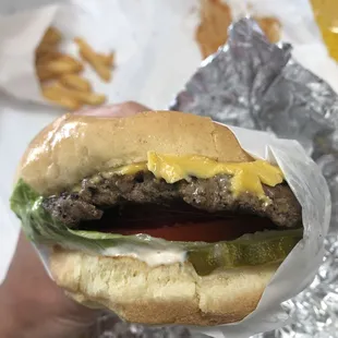 Cheeseburger and fries
