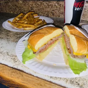 Burger and Onion Rings sooooo good