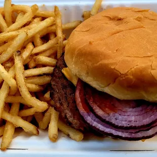 Cheeseburger and fries