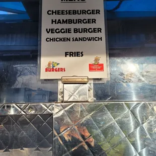 a menu for a cheeseburger and veggie burger