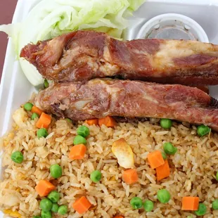 Pork ribs with fried rice $7