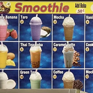 Smoothie Menu