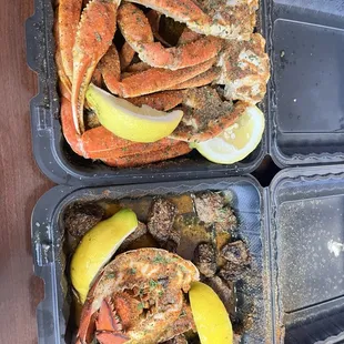 Double crab legs and steak &amp; lobster