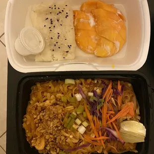 Sweet Sticky Rice w/ Fresh Mango &amp; Chicken Pad Thai