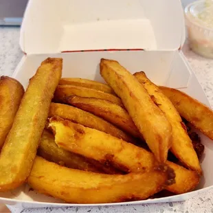 The thick cut sweet potato fries are good.
