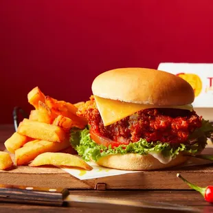 a burger and french fries