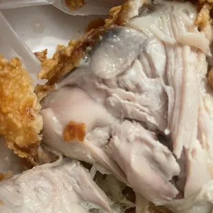undercooked raw chicken full of grizzle disgusting