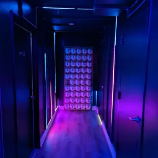 Go down the stairs and look for this door