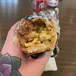 vegetarian breakfast burrito, add beans