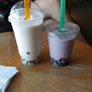 Coconut bubble tea and Taro bubble tea. BOOM!