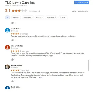 a review of tlc lawn care