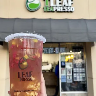 Jasmine tea + strawberries + mango + aloe vera