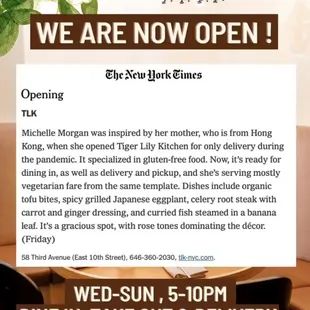 We are open for dine in!