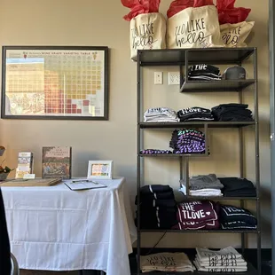 a table with a white table cloth