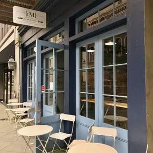 tables and chairs outside