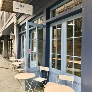 tables and chairs outside