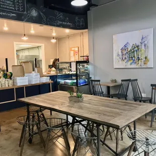 the interior of a bakery