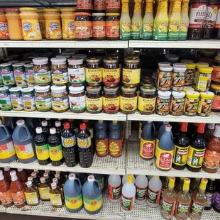 a variety of sauces and condiments