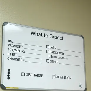 I won't give u my list of expectations ...Had fast positive professional experience tmc emergency " thank u 4 ur service "