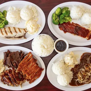 Hawaiian restaurant serving loco moco, Spam musubi, Ahi Poke bowl, Kalua pig, Lomi salmon, Lau lau, kalua cabbage and hawaiian shave ice.