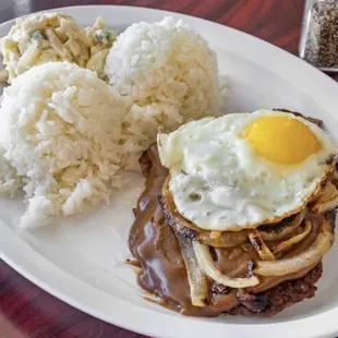Hawaiian restaurant serving loco moco, Spam musubi, Ahi Poke bowl, Kalua pig, Lomi salmon, Lau lau, kalua cabbage and hawaiian shave ice.