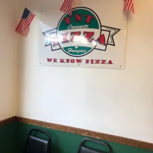 Sign inside shop