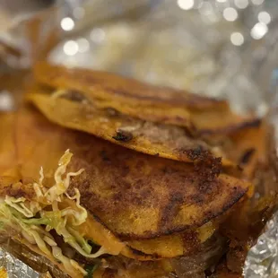 a closeup of a grilled sandwich