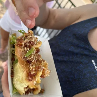 Mac n cheese topped hot dog