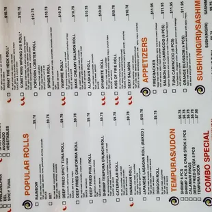 a menu for a restaurant