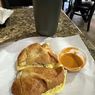 BOMB breakfast croissant! With the secret salsa :)