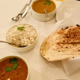 Korma, Tikka Masala and Naan