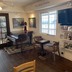 the living room and dining area