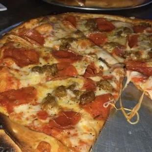 Pepperoni and sausage pizza