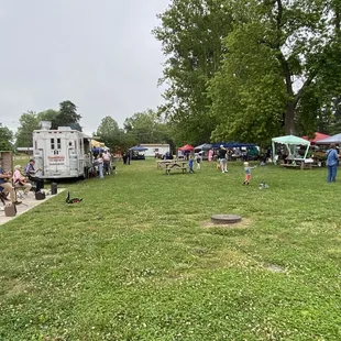 Food truck, band, and vendors.