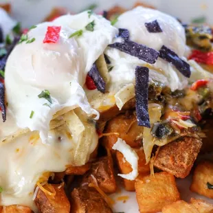 Chilaquiles with poached eggs