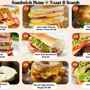 sandwich menu