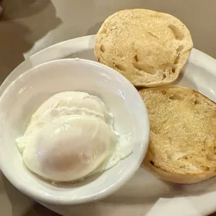 Poached eggs and English muffin