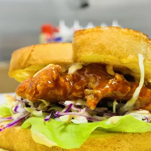 Spicy Korean Glazed Chicken Sandwich