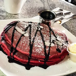 Seasonal Red velvet pancakes