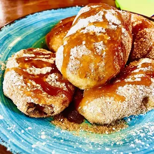 Mini donuts with caramel drizzle