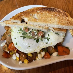 a toasted egg and vegetables